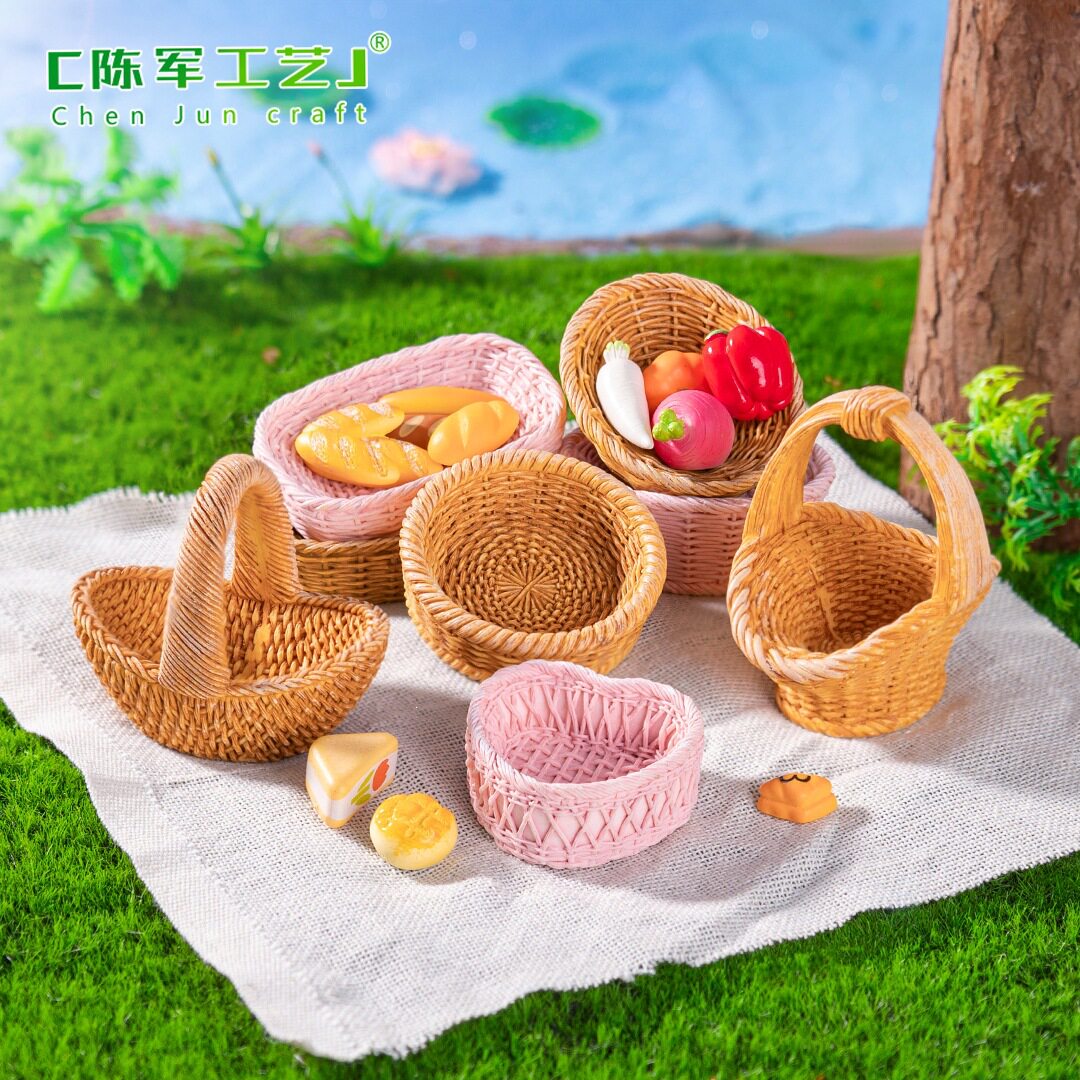 品竹筐创意配件迷你微缩模型小摆