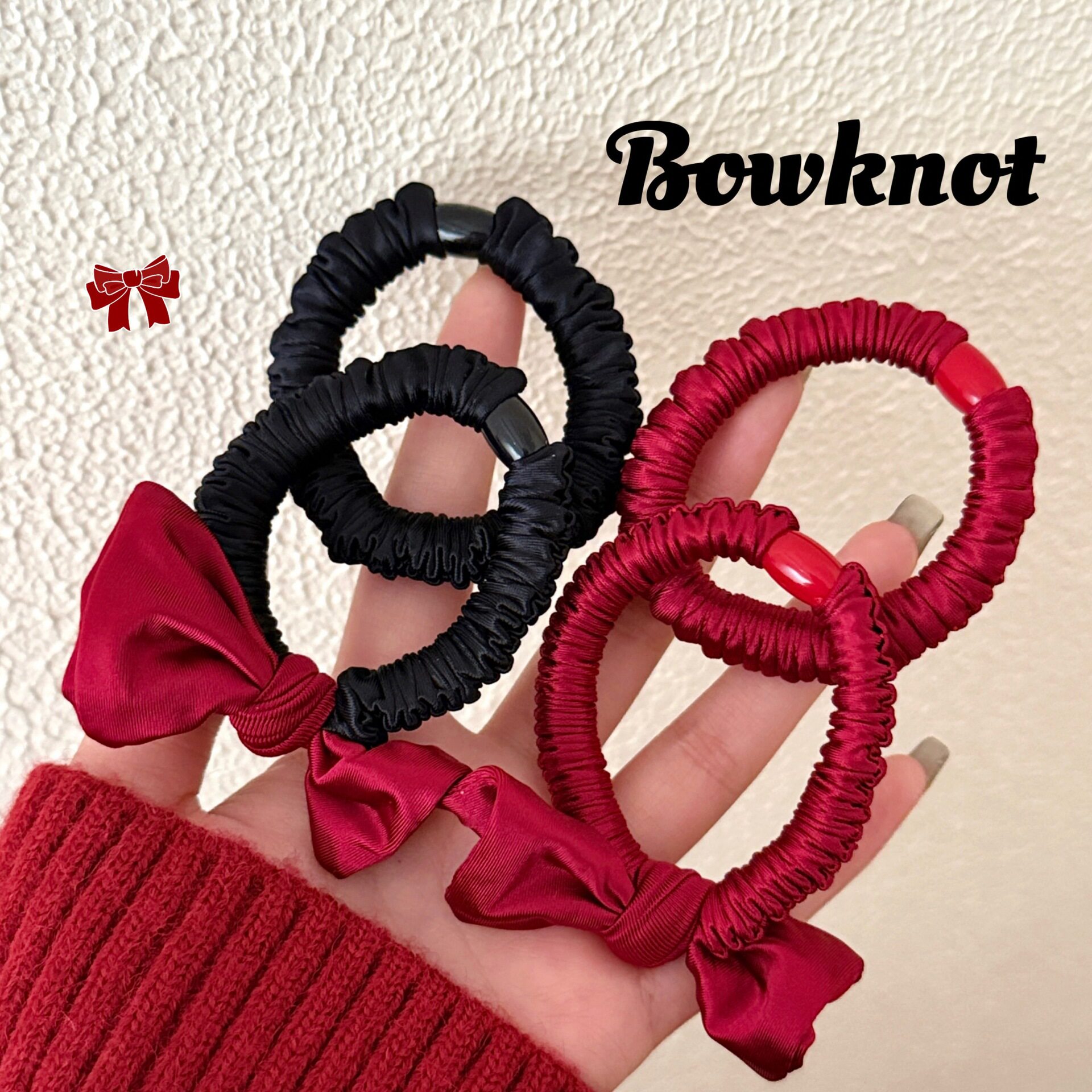 个性创意韩系简约高级感缎面褶皱头绳圈套装少女马尾发绳盘发结发