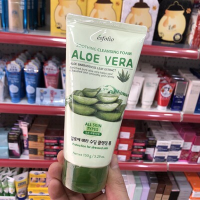 香港进口韩国esfolio芦荟洗面奶150g清爽去油泡沫洁面乳干爽舒适