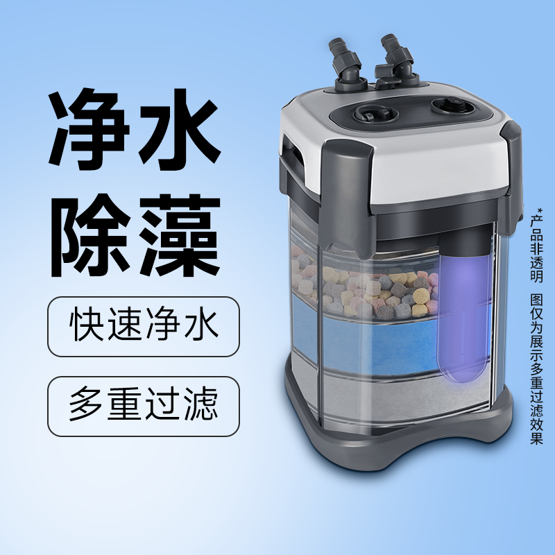 京业鱼缸过滤桶外置静音三合一水循环净水泵系统草缸水族箱过滤筒