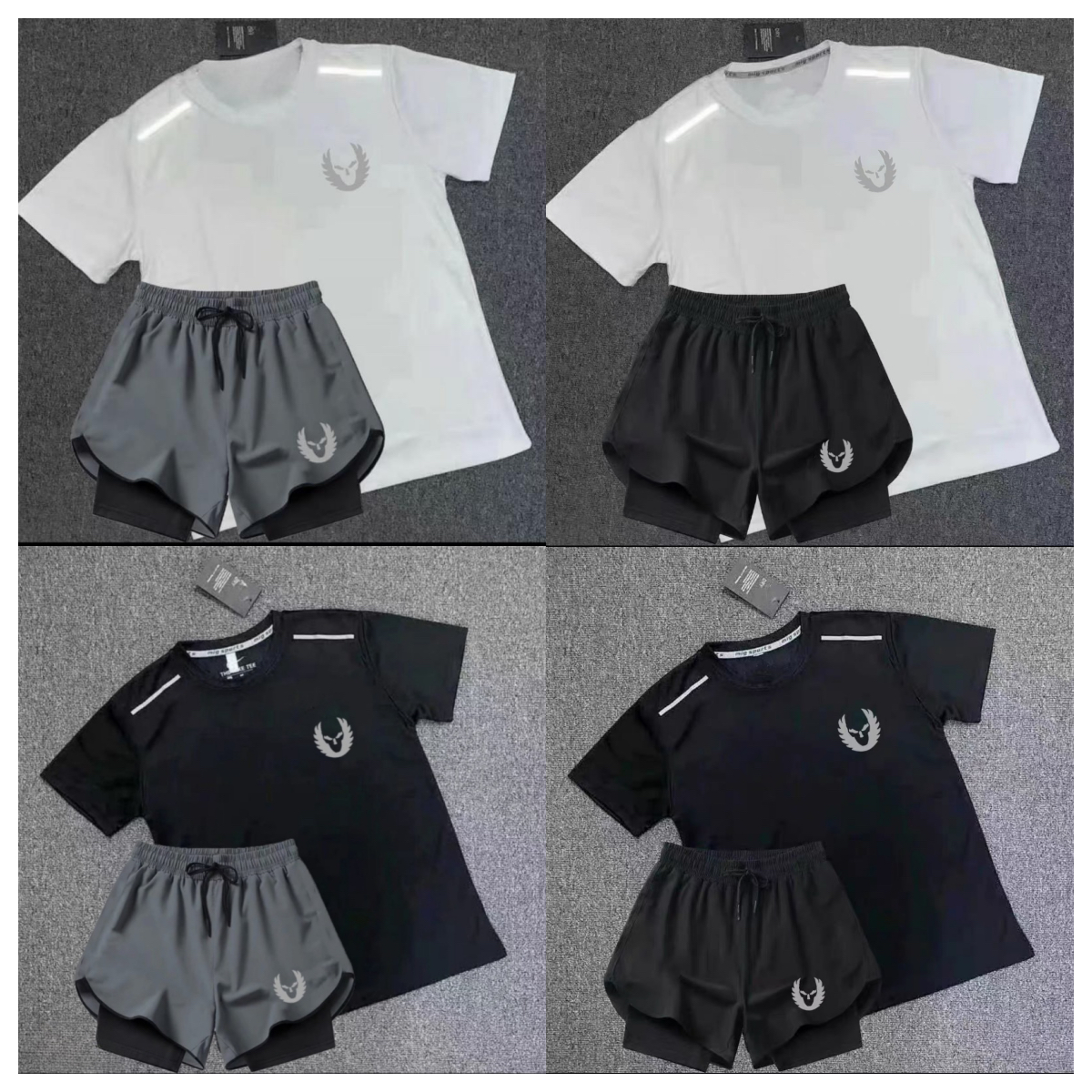 俄勒冈田径训练服套装夏季双层短裤速干短袖运动男女健身跑步衣服