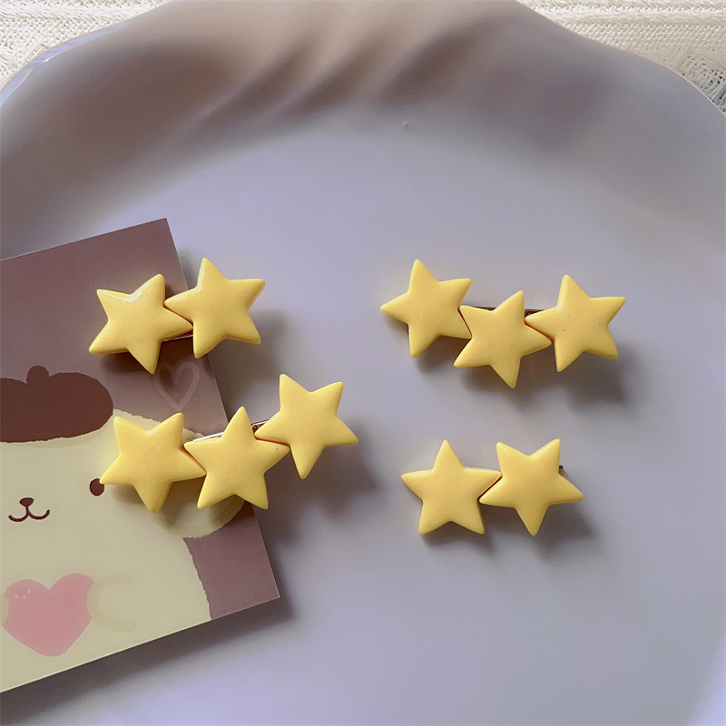 树脂可爱五角星鸭嘴夹黄星星发饰