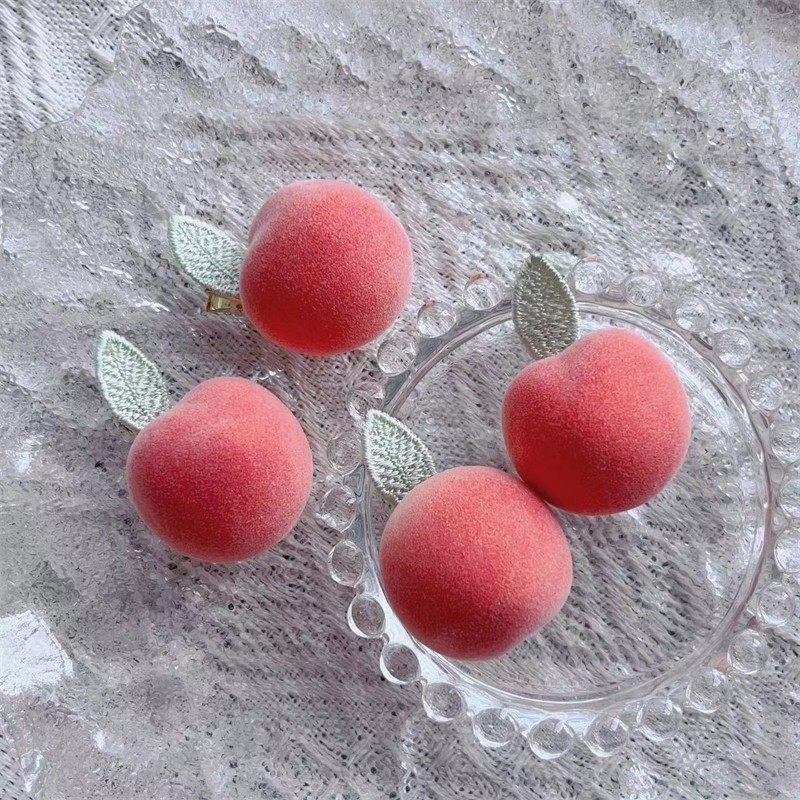 中国古风带叶子桃子发夹毛茸茸发夹发饰可爱汉服头饰品女童粉色,饰品/流行首饰/时尚饰品新,发饰,淘宝优惠券,粉丝福利购,淘宝优惠卷