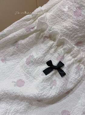 迷你3CM甜美碎花睡裙女夏季薄款白色蝴蝶结可外穿家居服