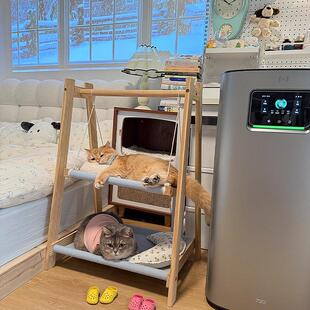 通用上下可睡不占地网红舒适木质宠物猫窝秋千 猫吊床阳台床边四季