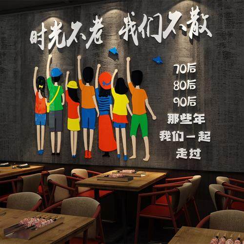网红烧烤店装饰创意墙面工业风80年代餐饮画复古怀旧酒吧场景布置,家居饰品,软装墙贴,淘宝优惠券,粉丝福利购,淘宝优惠卷