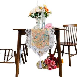 欧式蕾丝边吊坠尖角桌旗餐桌布艺电视柜鞋柜防尘盖布钢琴巾茶几旗