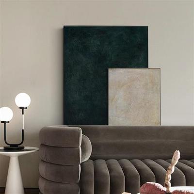 千祥图片现代极简主义客厅装饰堆叠沙发背景墙挂画色块斯堪的纳维