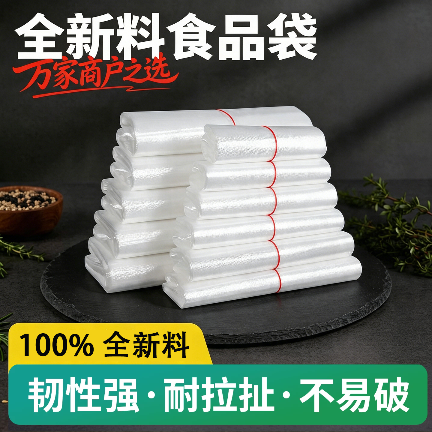 塑料袋食品袋白色商用食品袋加厚打包袋一次性袋子方便袋厂家批发
