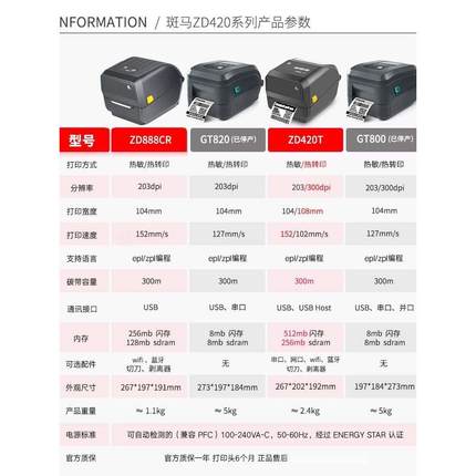 ZEBRA斑马条码打印机ZD888T/GK888T/CN不干胶标签机电子面单打印