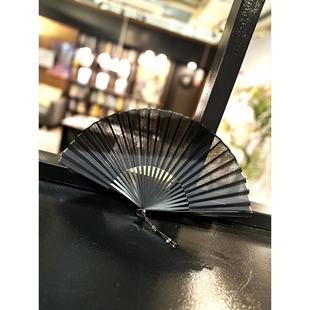 志摩空白纯色全黑小扇覆古风格 简约竹万能素扇 酷黑霸气时尚