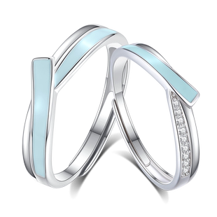 ParasKors派热 银河交织夜光对戒简约小众情侣可调节S925纯银戒指