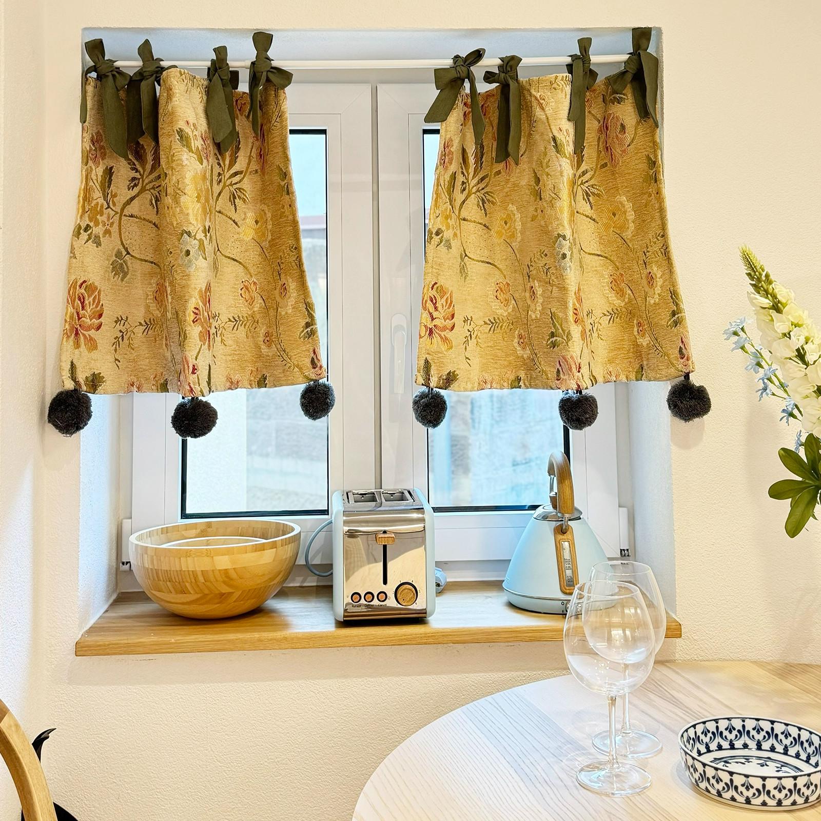 青苔美式大提花毛球厨房窗帘门帘遮挡帘加厚空调帘系带免打孔帘,居家布艺,成品窗帘,淘宝优惠券,粉丝福利购,淘宝优惠卷