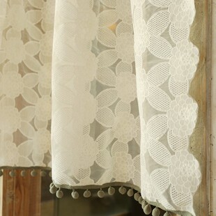 美式 绣球花刺绣花半帘门帘成品窗帘透光穿杆半遮光卧厨房