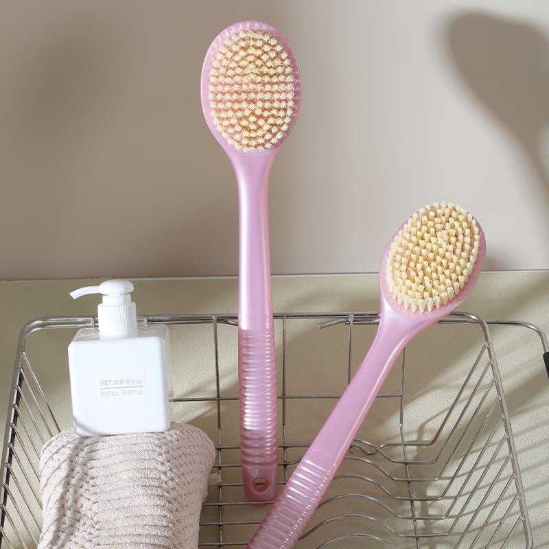 日本AISEN 沐浴刷子弯曲式长柄洗澡刷洗浴刷搓背搓澡软刷按摩刷子