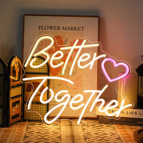 LED亚克力透明新款背板Better together霓虹灯造型灯卧室房间布置