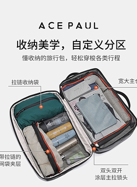 Ace Paul38L轻量双肩背包商旅通勤大容量登机箱包男女同款电脑包