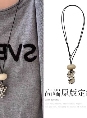 葡萄串简约百搭长款黑绳可抽拉