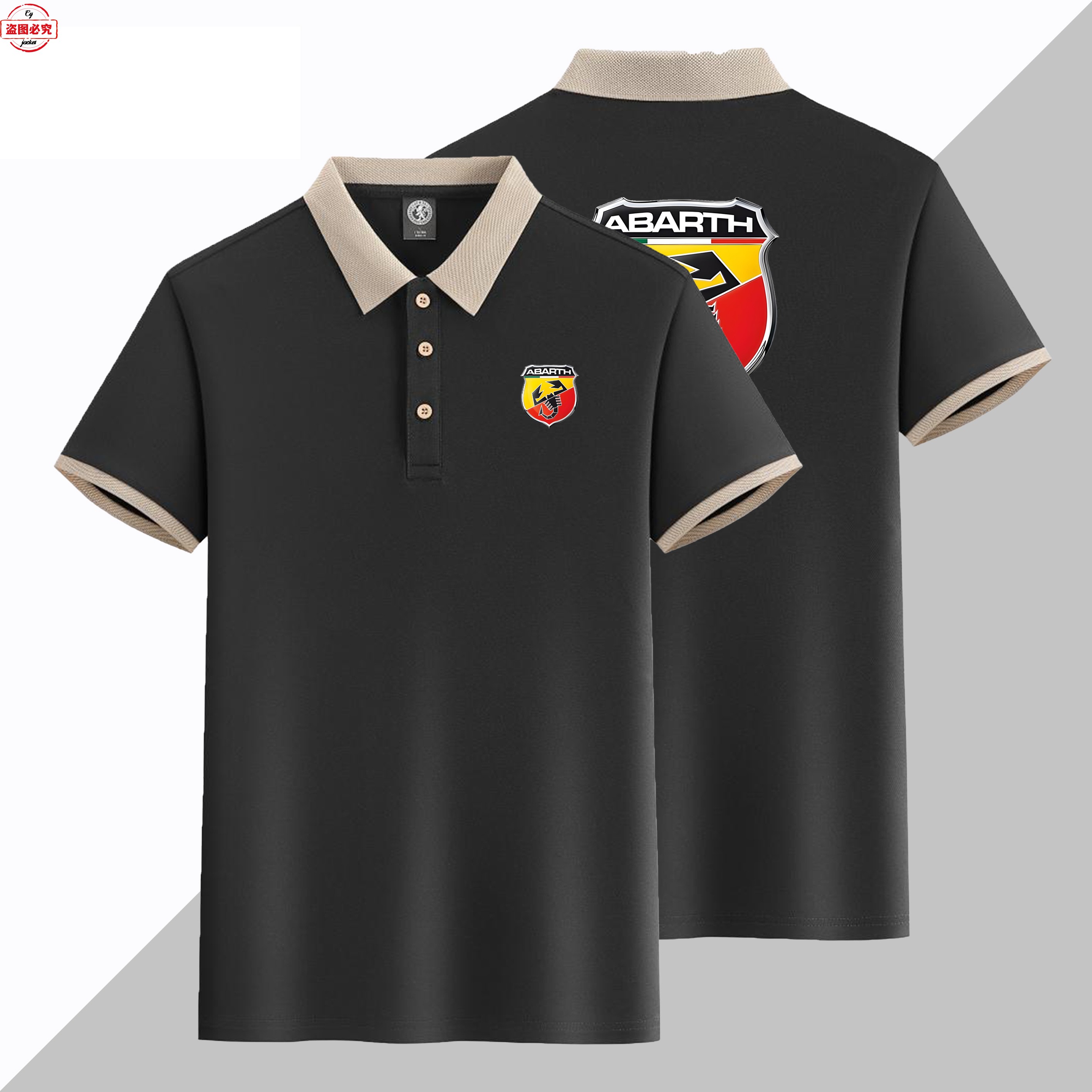 ABARTH汽车车标印花男士短袖运动t恤翻领Polo衫阿巴斯赛车工作服