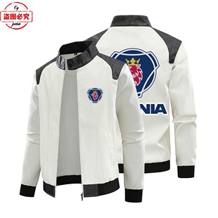 斯堪尼亚重卡货车车标皮夹克复古水洗pu皮衣男夹克斯堪尼亚工作服