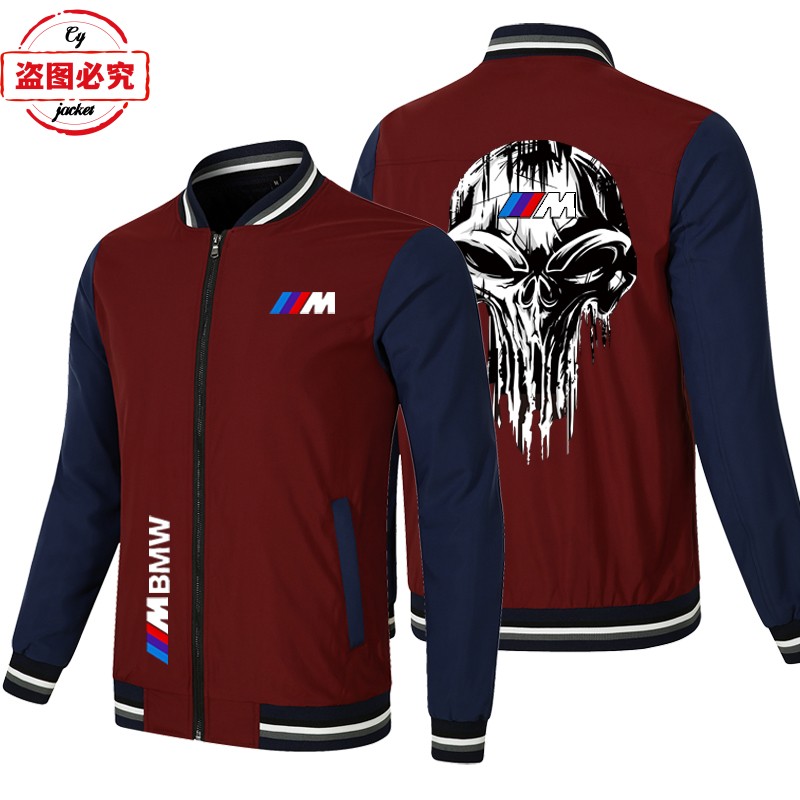 宝马logo机车骑行服长袖拼色棒球服BMW M-Power男士夹克赛车服