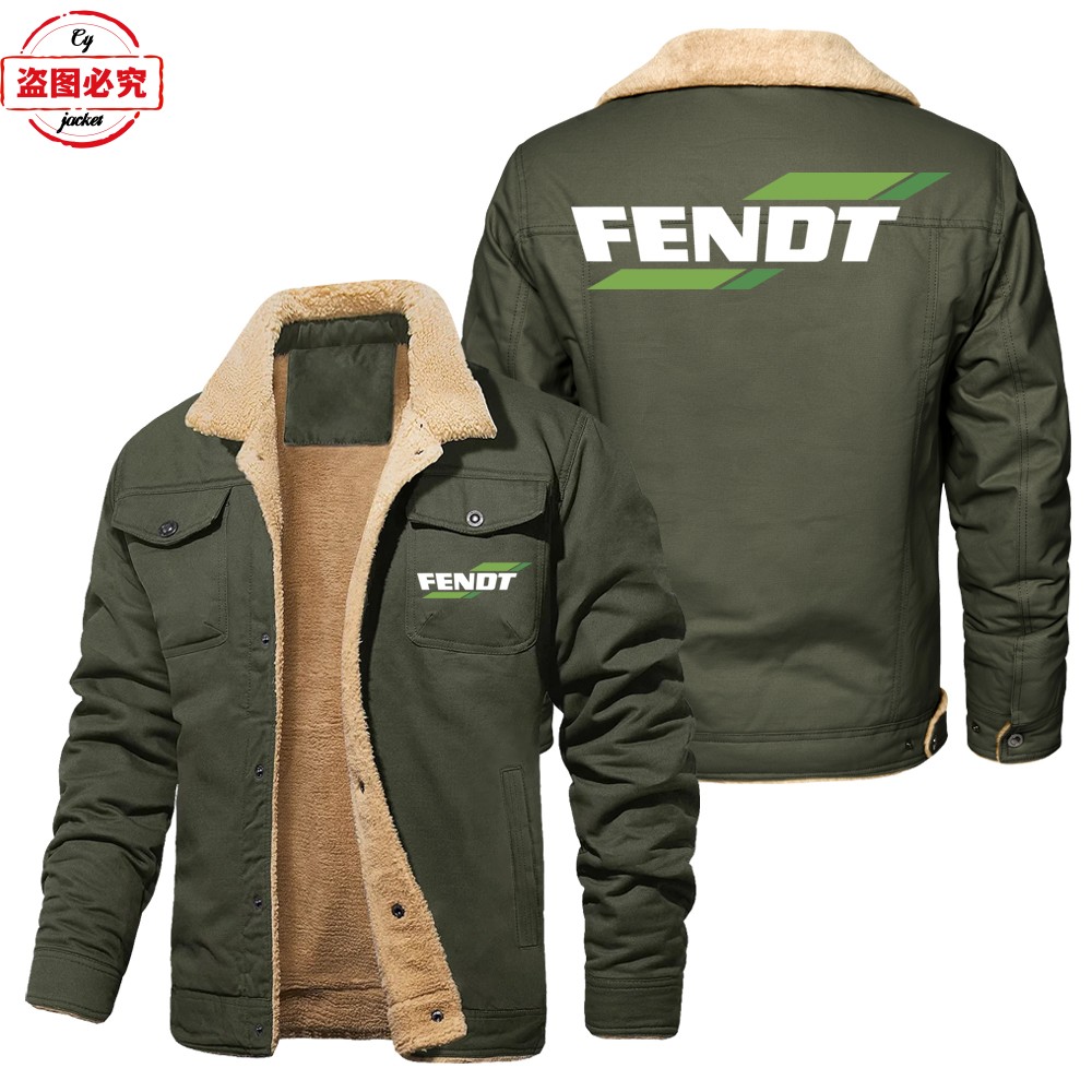 芬特拖拉机车标印花外套加绒保暖立领夹克FENDT拖拉机团队工作服