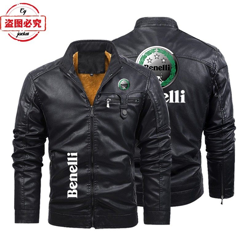 贝纳利摩托车LOGO印花骑行服pu皮衣防风男士纯色Benelli夹克队服