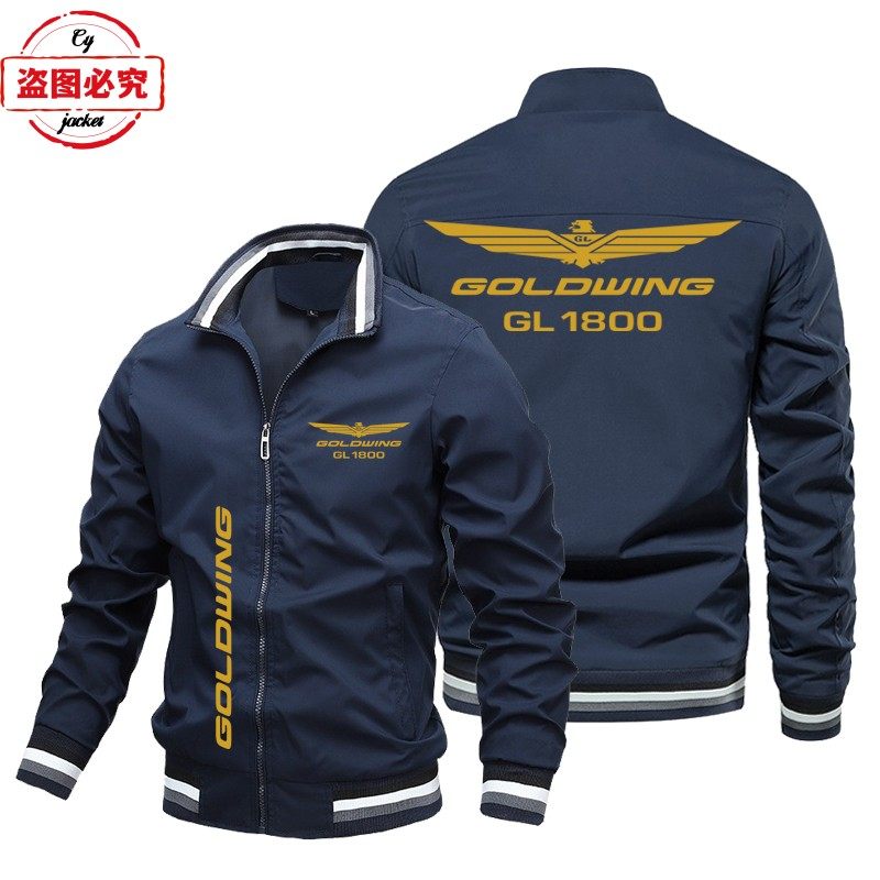 金翼1800摩托车logo机车外套宽松长袖男上衣立领夹克团体服骑行服