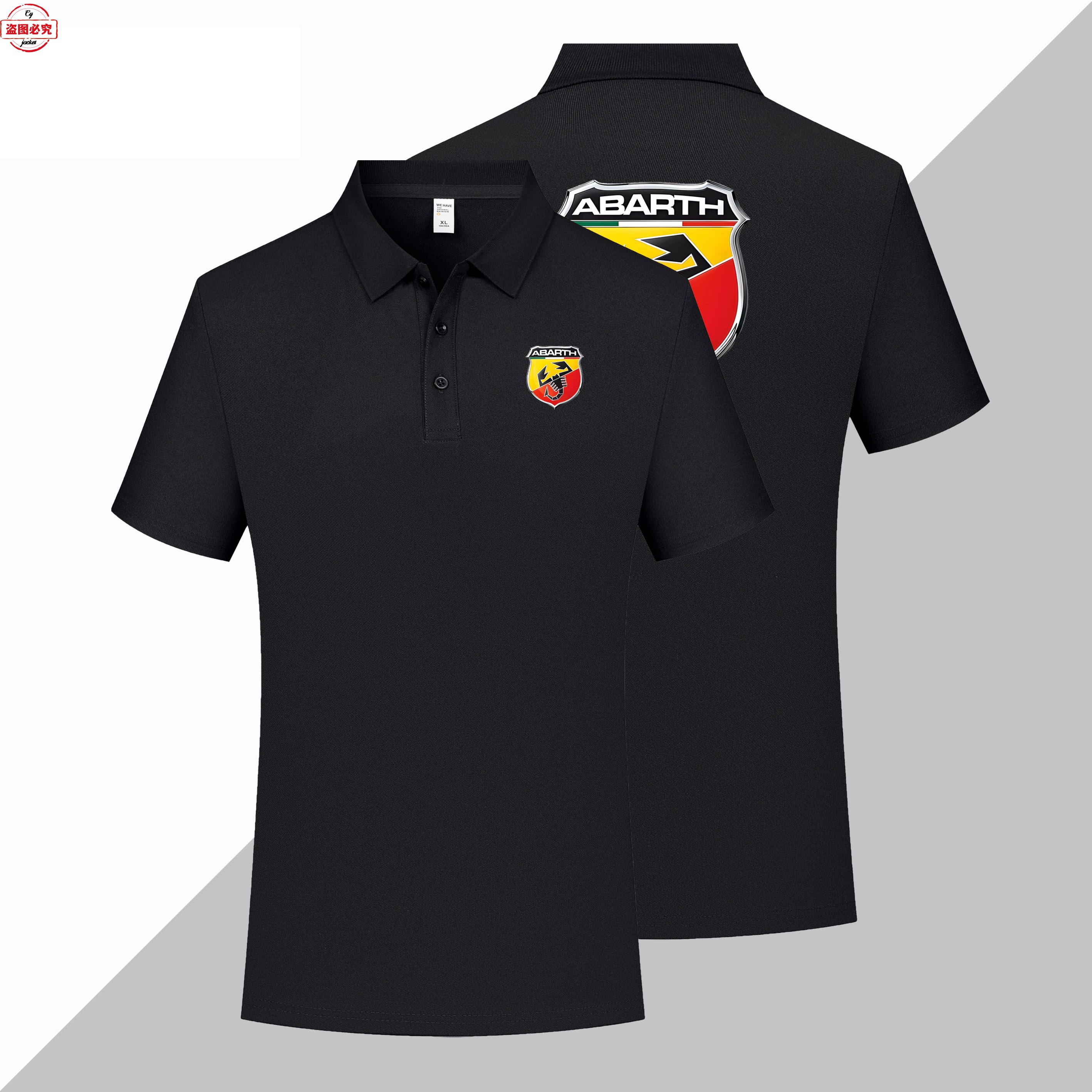 ABARTH汽车车标印花男士短袖运动t恤翻领Polo衫阿巴斯赛车工作服