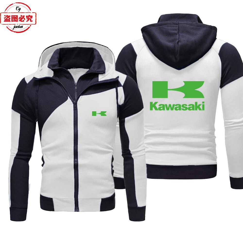 川崎机车logo外套赛车服宽松男上衣休闲卫衣工作服连帽衫团体服