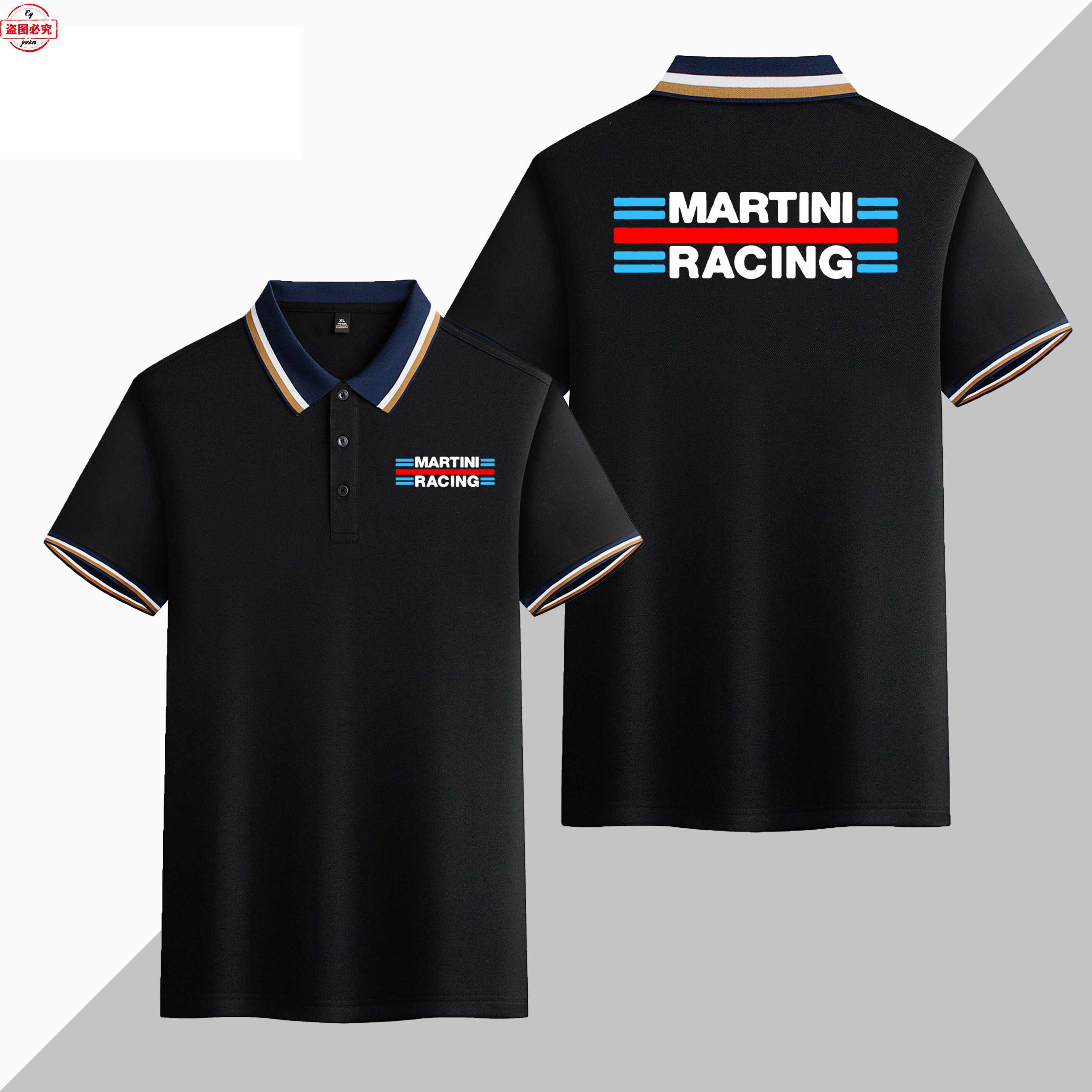 Martini Racing 标志印花赛车男短袖运动t恤翻领Polo衫商务工作服