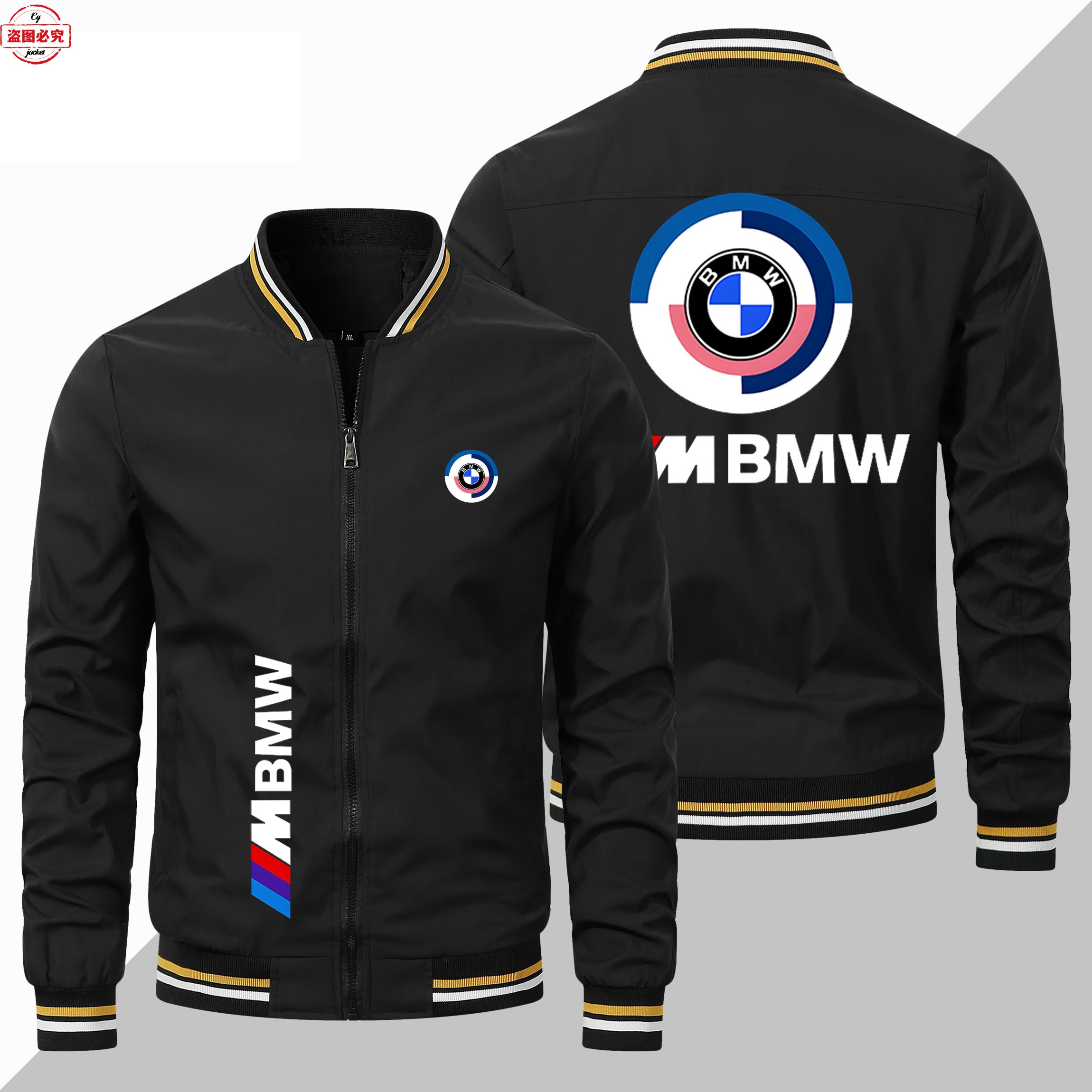 宝马机车logo印花赛车服外套男拉链立领夹克BMW M-Power夹克男装