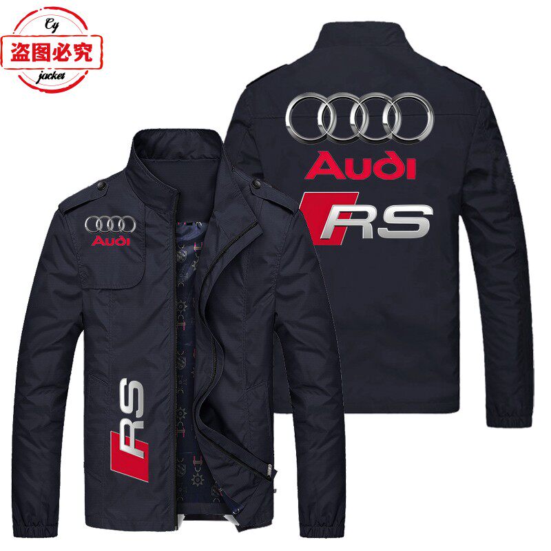 奥迪RS印花logo赛车外套车标男上衣工装拉链夹克奥迪工作服团体服