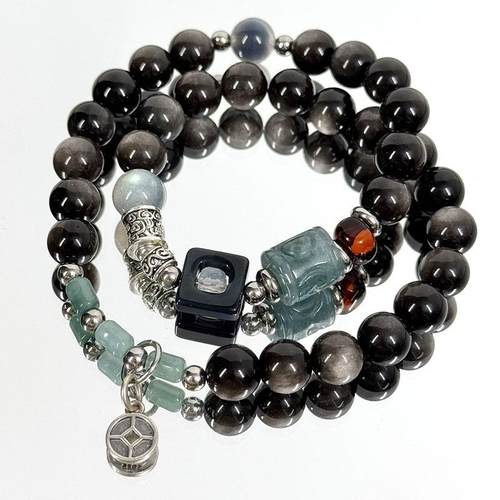 黑瞎子手链银耀石新中式小众原创