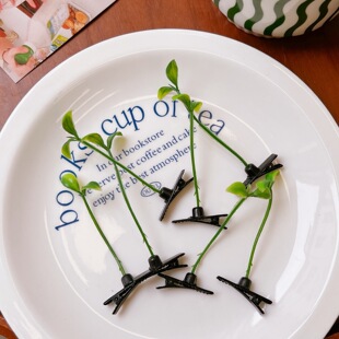 搞怪绿色小草发夹豆苗头上长草豆芽小发卡头顶小夹子头饰卖萌顶夹