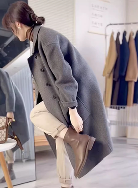双面羊绒大衣女2025新款羊毛呢外套女冬高级感韩系宽松呢子大衣潮