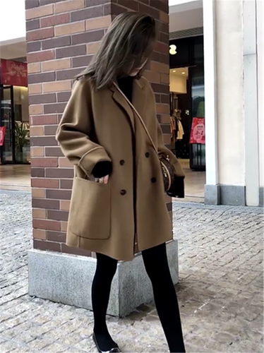 韩版小个子双面羊绒大衣厂家直销