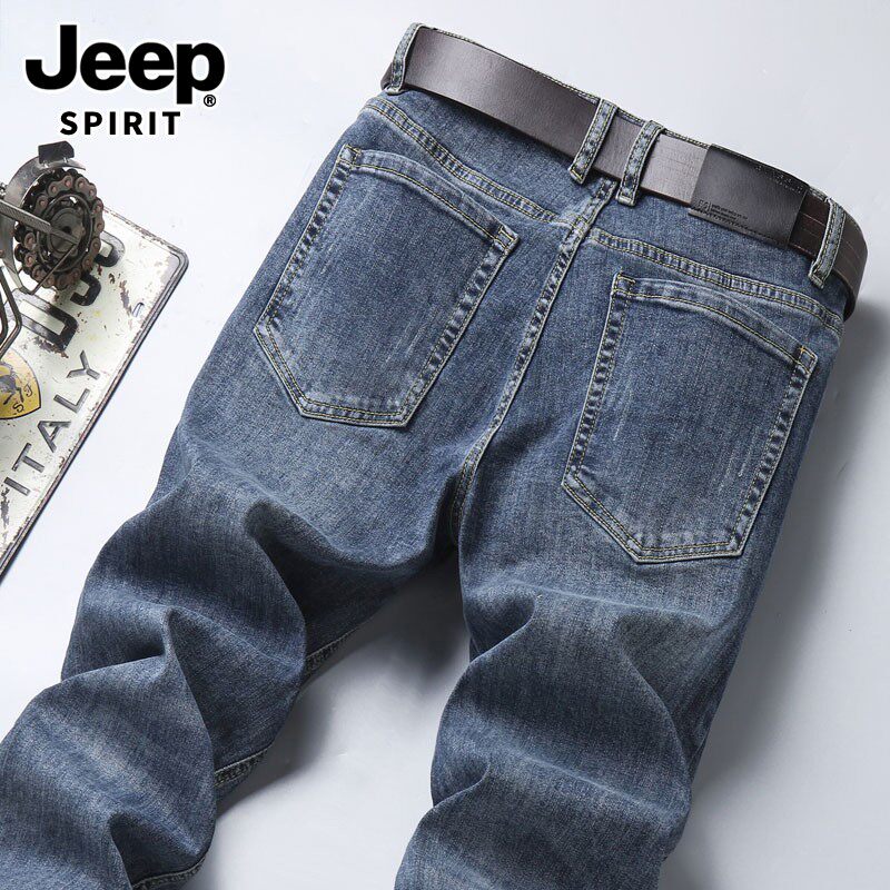 JEEP SPIRIT吉普夏季薄款牛仔裤男款百搭修身直筒弹力休闲男裤子