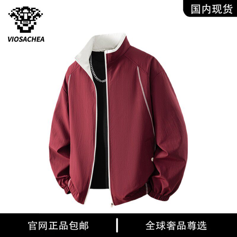 VIOSACHEA品牌男士大码秋季新款轻奢立领夹克宽松潮流百搭外套