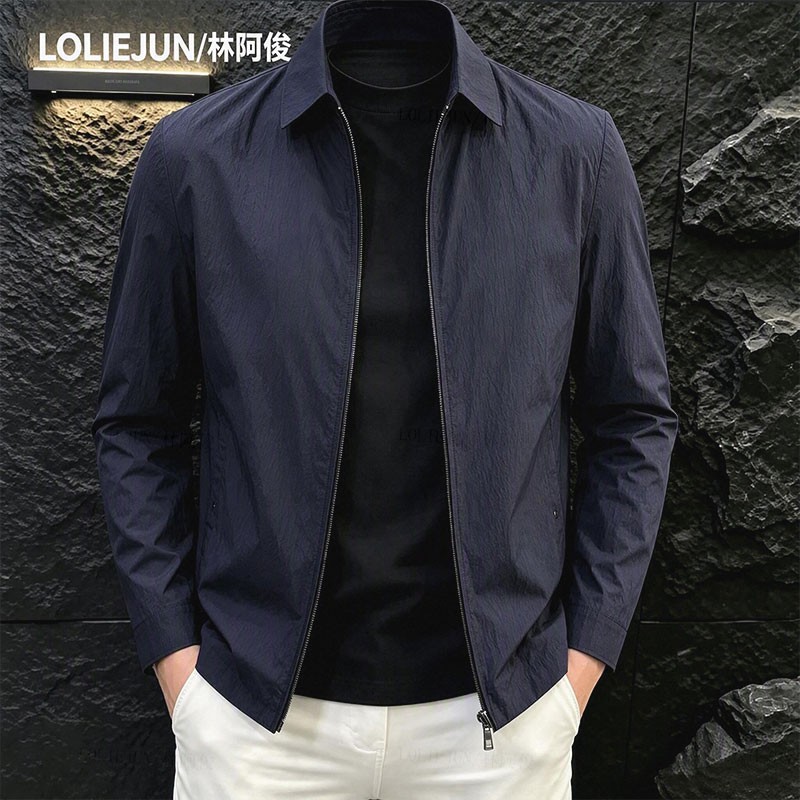 LOLIEJUN/林阿俊休闲夹克秋季新款高级感男装老钱风翻领外套上衣
