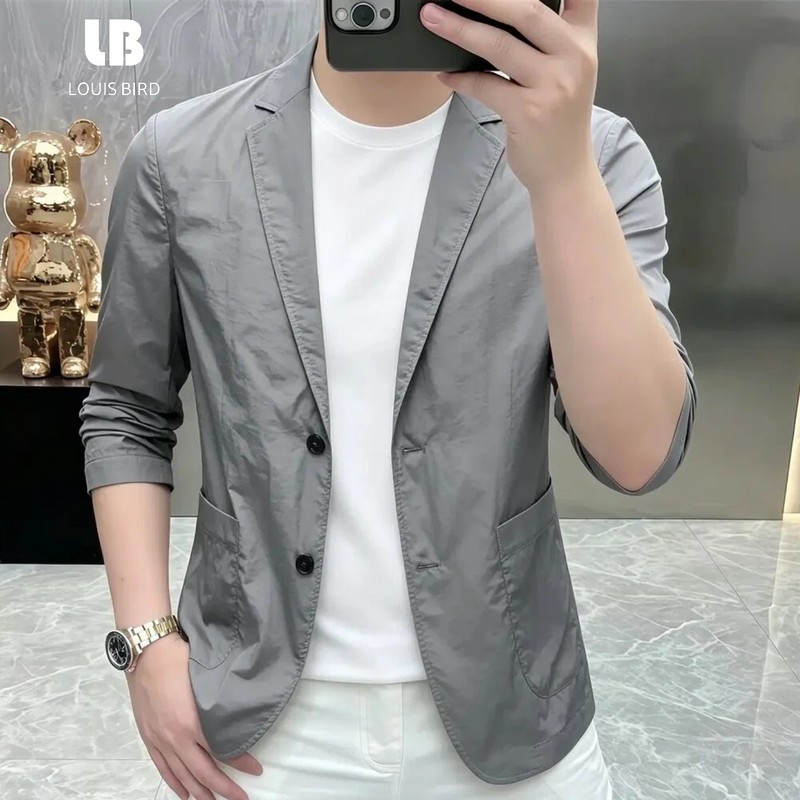 LOUIS BIRD】男士爆款纯色薄款休闲商务修身西装外套-YK