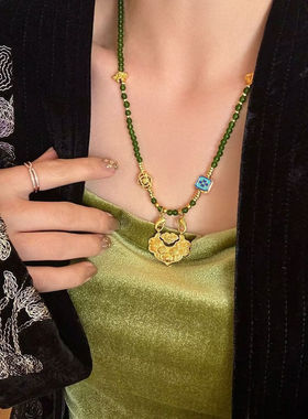 新中式国风项链古法沙金锦鲤平安