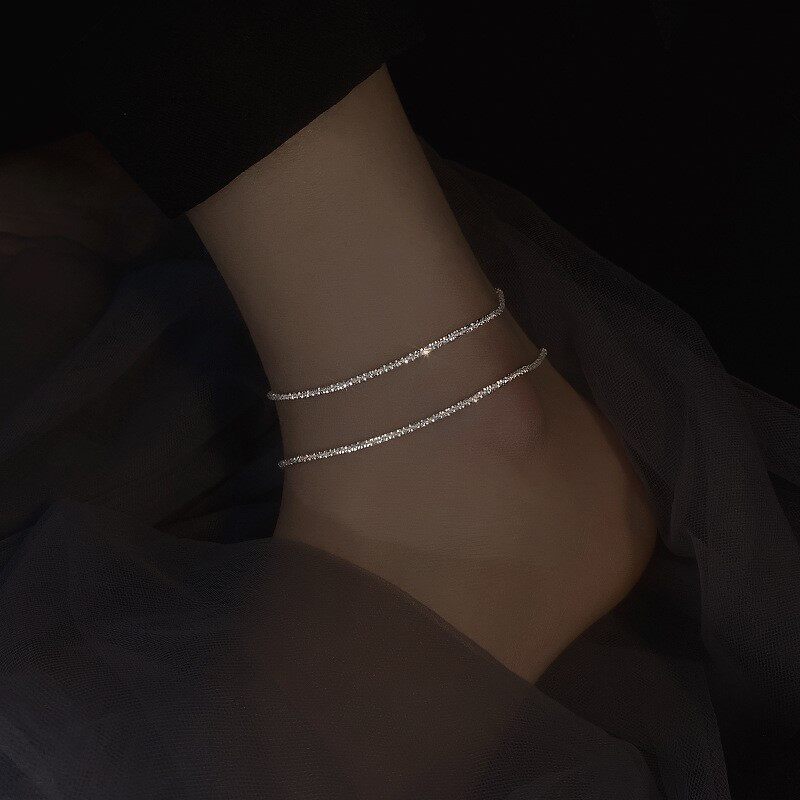 GYPSOPHILA ANKLET 여성 여름 반짝이는 롱 버전 지방 2024 새로운 유행 한국 인터넷 연예인 심플하고 고급스러운 느낌