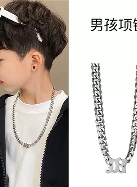 嘻哈百吊坠街舞配饰古巴链男