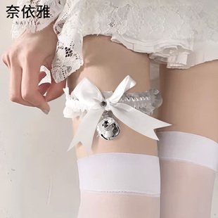 蝴蝶结蕾丝腿环小铃铛项链choker锁骨链脖子配饰颈带cos女仆项圈