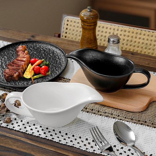 ins风陶瓷酱汁船西餐牛排汁杯铁板烧汁斗黑胡椒番茄酱汁盅调料盅