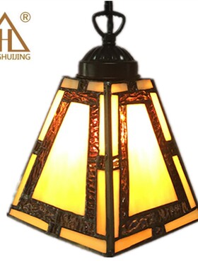 隆汇璟家饰批发跨境客厅卧室暖光灯饰18MM方形玻璃吊灯蒂芙尼吊灯