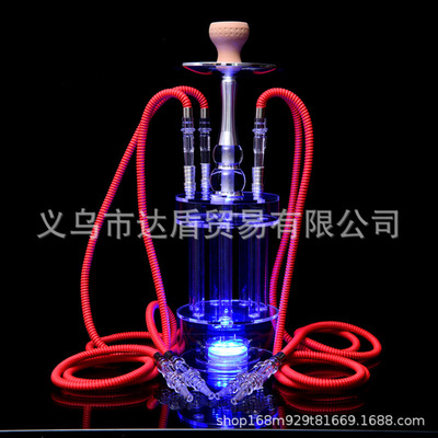 跨境产品供应hookah加特林亚克力阿拉伯水烟带灯款 酒吧KTV网红壶
