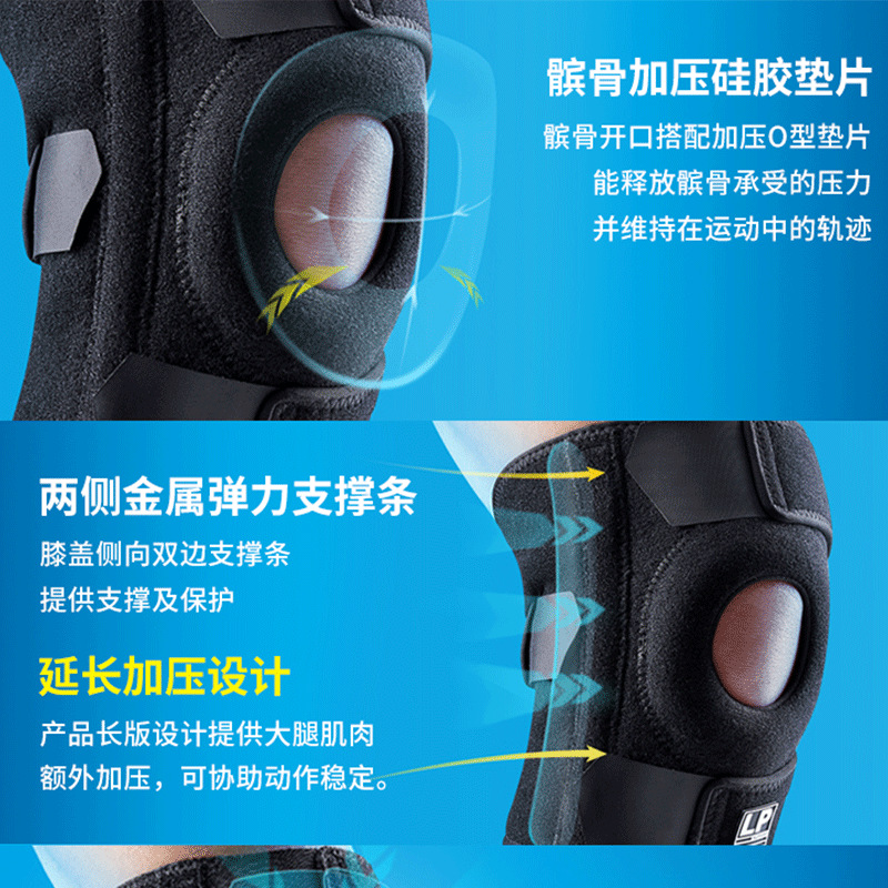 LP运动护膝支撑透气髌骨稳定半月板保护登山篮球健身护具733CAR1