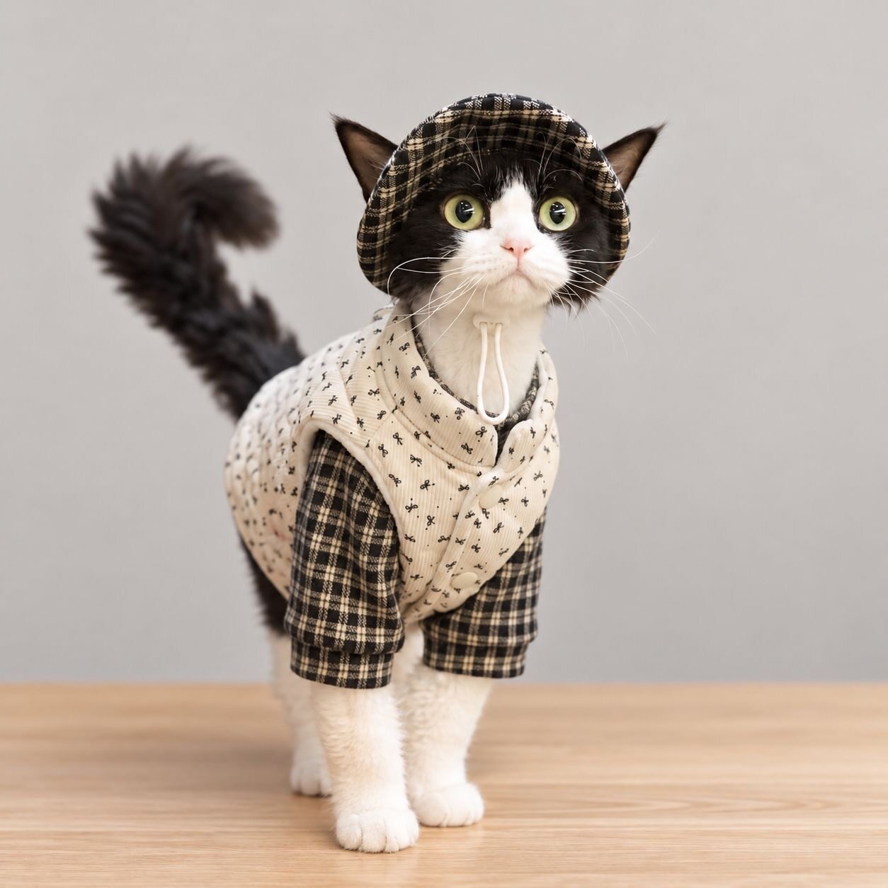 冬季无毛猫复古保暖马甲套装